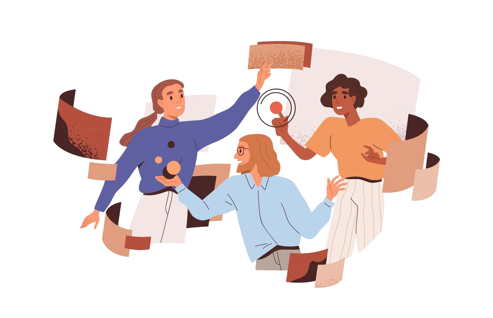 Team collaborating on organizing tasks